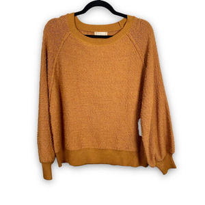 ALTAR'D STATE Textured Knit Balloon Sleeve Sweatshirt in Dust Mustard Size M/L